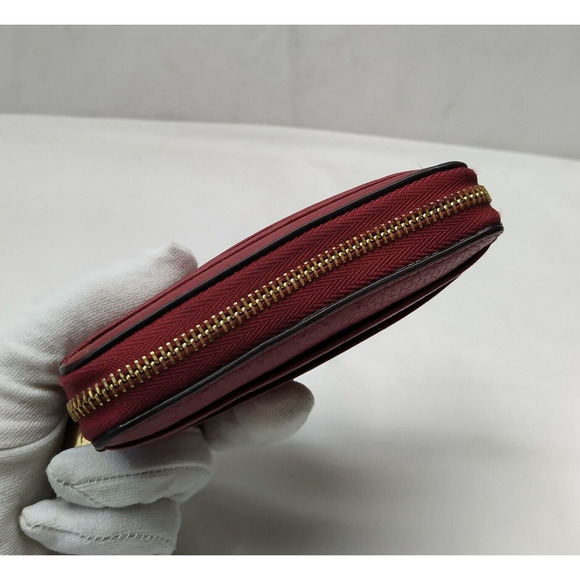 Michael Kors Red Pebbled Leather Zip Around Credit Card Small Wallet - Picture 8 of 16